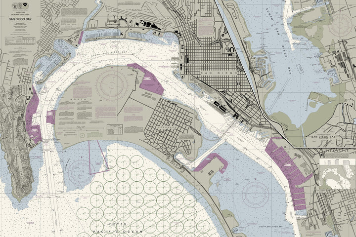 San Diego Bay Nautical Chart — Traditional palette