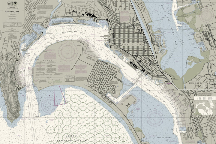 San Diego Bay Nautical Chart — Traditional palette