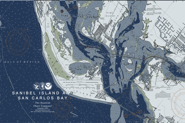 Sanibel Island and San Carlos Bay Nautical Chart — Modern Edition — Modern Edition palette
