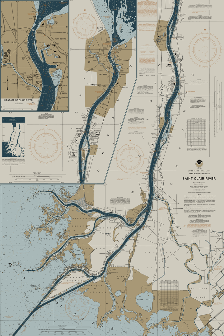 St Clair River Nautical Chart — Heritage Edition