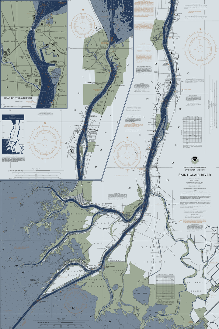 St Clair River Nautical Chart — Modern Edition — Modern Edition palette