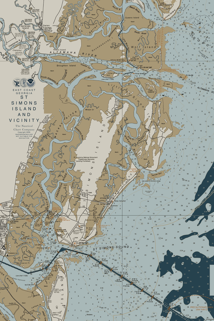 St Simons Island, GA Nautical Chart — Heritage Edition