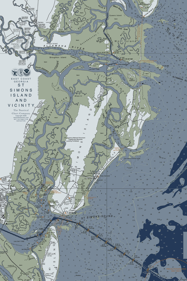 St Simons Island, GA Nautical Chart — Modern Edition — Modern Edition palette