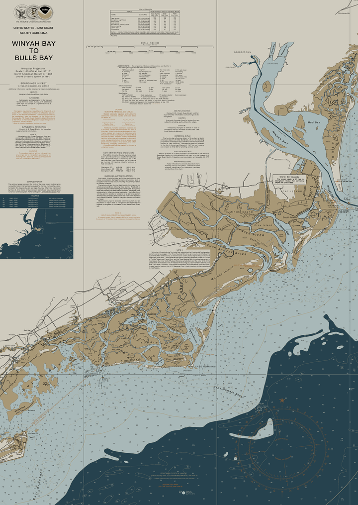 Winyah Bay to Bulls Bay Nautical Chart — Heritage Edition — Heritage Edition palette