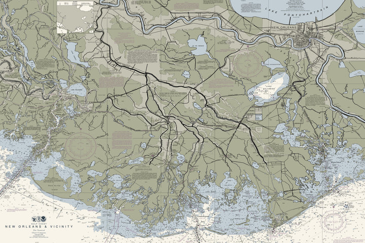New Orleans & Vicinity Nautical Chart — Traditional palette
