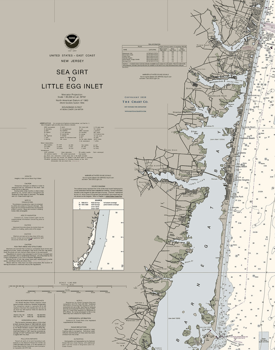 Sea Girt To Little Egg Inlet, Barnegat Bay Nautical Chart