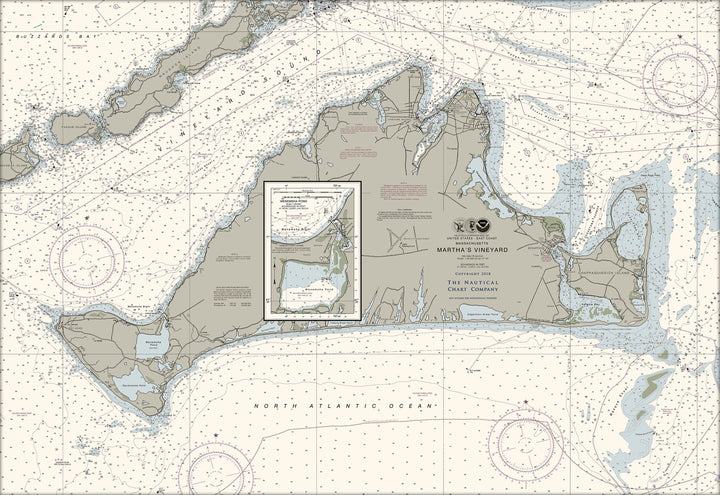 Martha's Vineyard Nautical Chart — Traditional palette