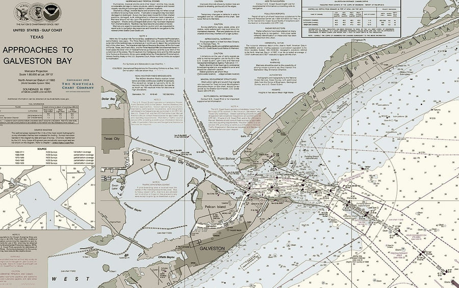 Approaches to Galveston Bay Nautical Chart