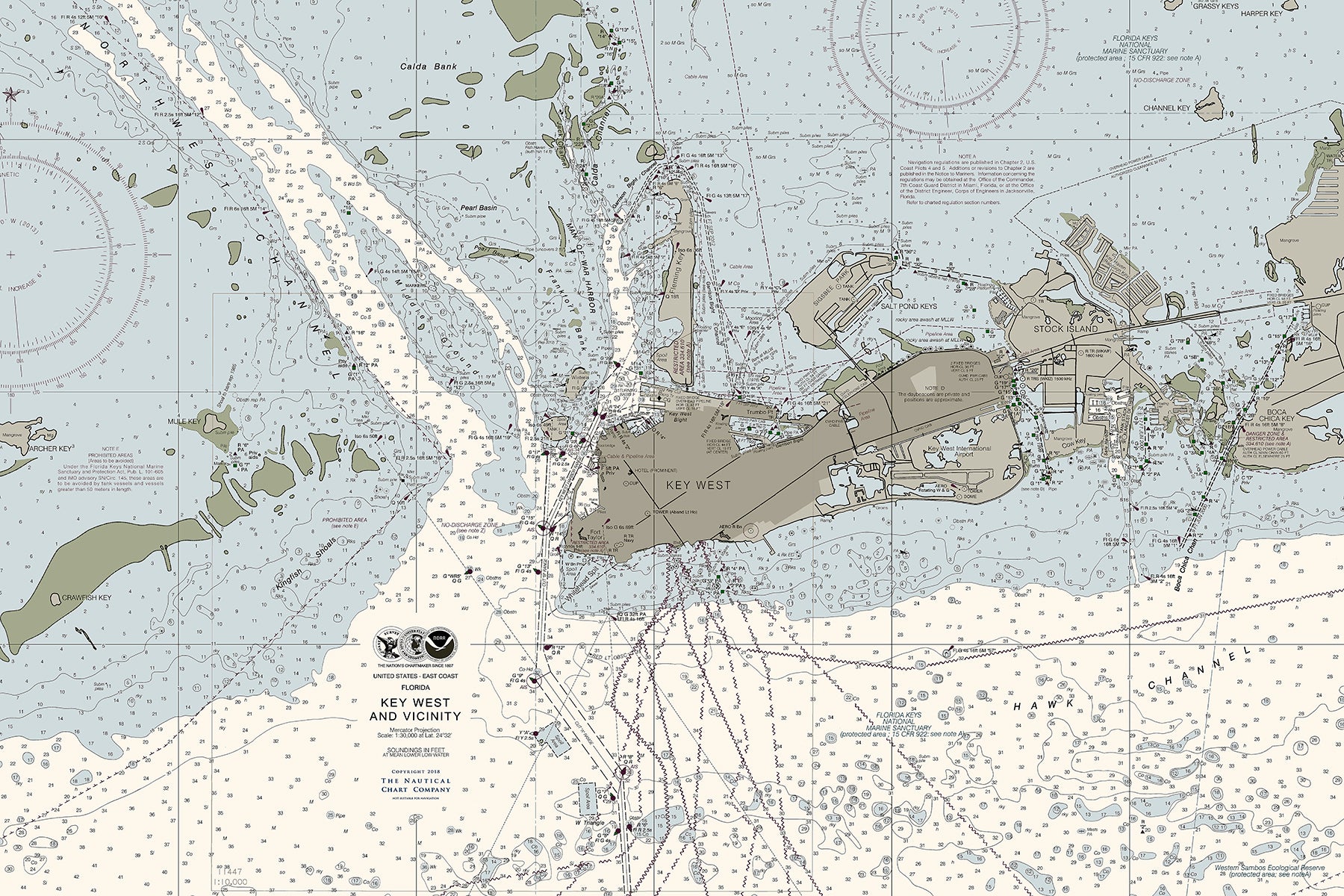 Key West and Vicinity Nautical Chart The Nautical Chart Company