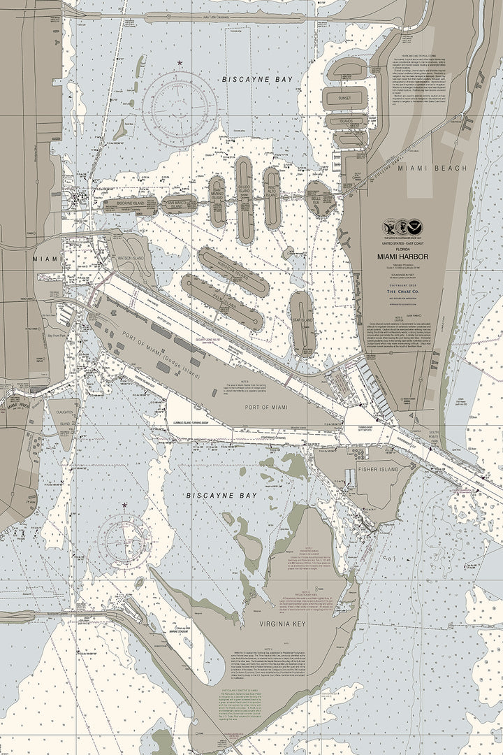 Miami Harbor Nautical Chart — Traditional palette