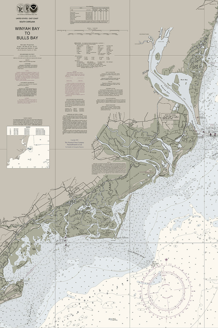 Winyah Bay to Bulls Bay Nautical Chart — Traditional palette