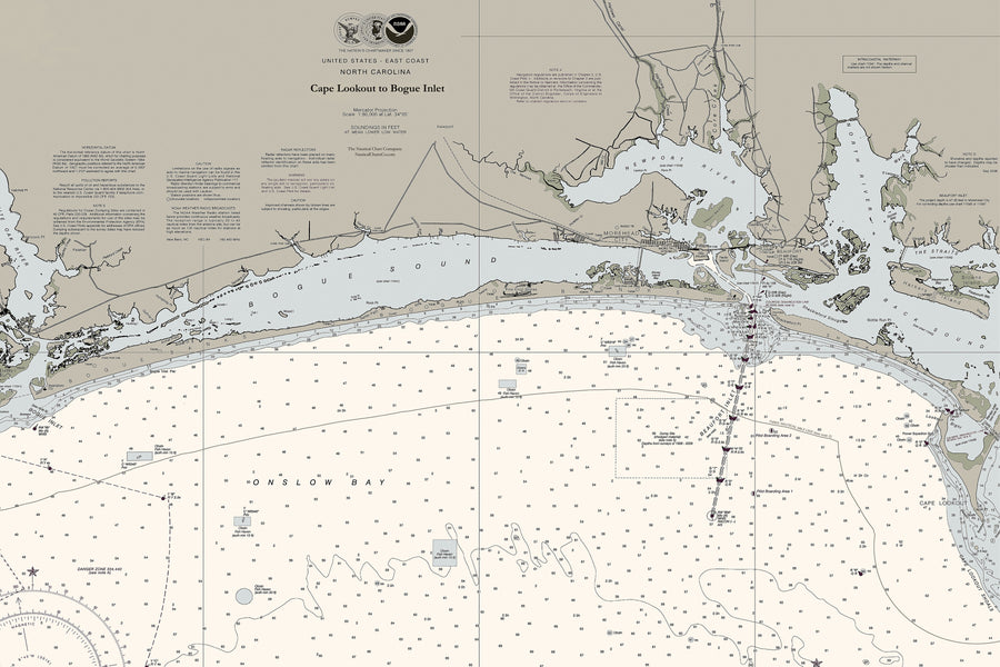 Cape Lookout to Bogue Inlet - Beaufort NC - Nautical Chart