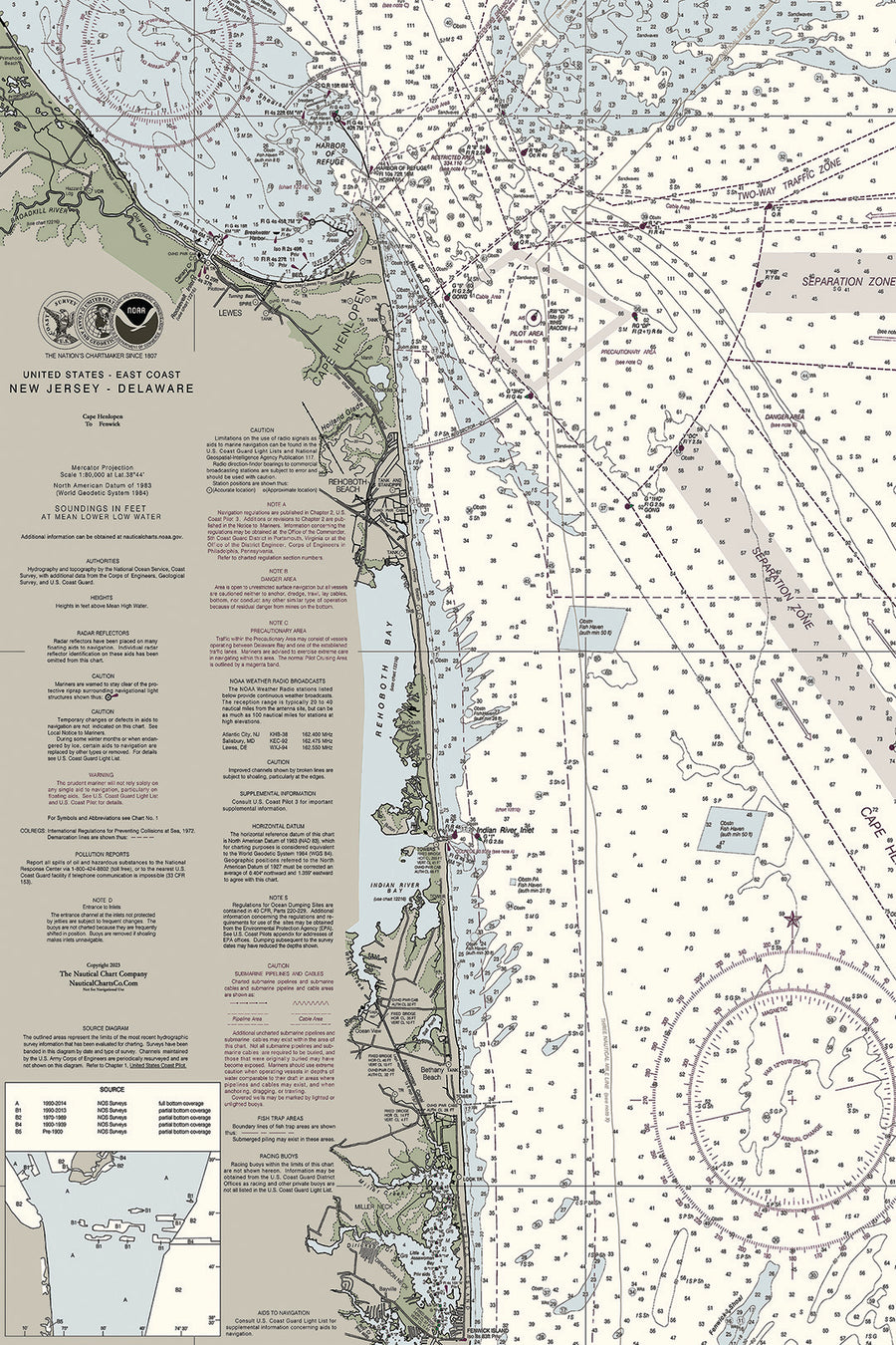 Cape Henlopen to Fenwick Island - Delaware - Nautical Chart