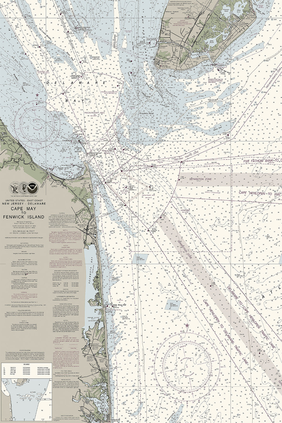 Cape May to Fenwick Island - Delaware - New Jersey- Nautical Chart