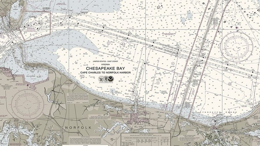 Chesapeake Bay - Cape Charles To Norfolk Harbor Nautical Chart