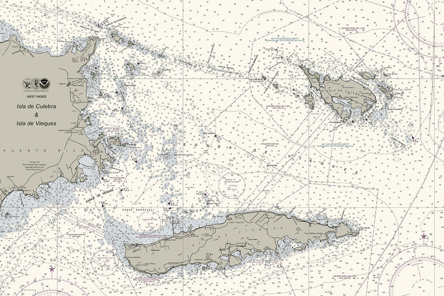 Puerto Rico Isla de Culebra & Vierques Nautical Chart