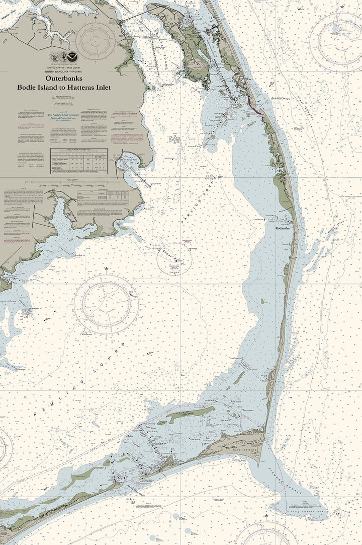 Outer Banks Bodie Island to Hatteras Inlet and Rodanthe Nautical Chart — Traditional palette