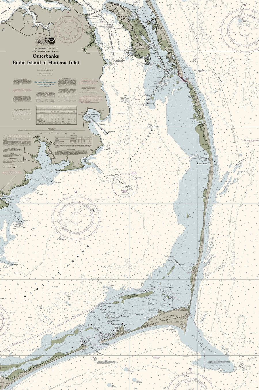 Outer Banks Bodie Island to Hatteras Inlet and Rodanthe Nautical Chart