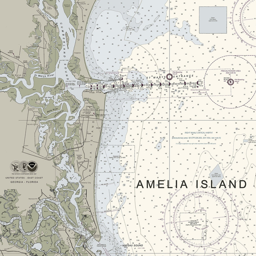 Amelia Island Nautical Chart Art