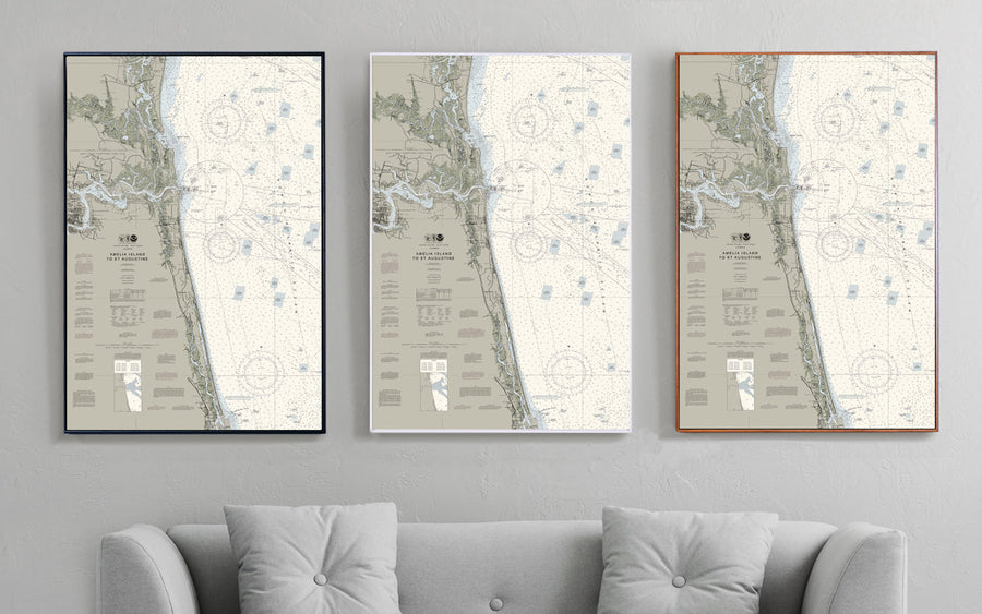 Florida Atlantic Coast 1 - Amelia Island To Cape Canaveral Nautical Chart Art