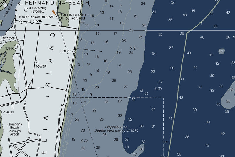 Amelia Island Nautical Chart Art — Modern Edition — print detail 1