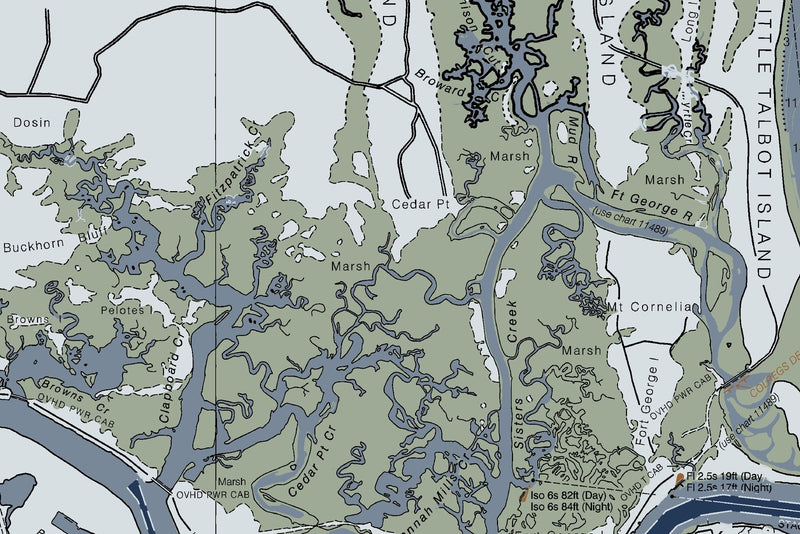 Amelia Island Nautical Chart Art — Modern Edition — print detail 2