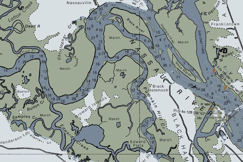 Amelia Island Nautical Chart Art — Modern Edition — print detail 3