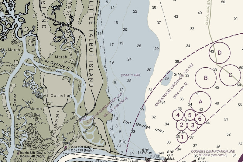 Amelia Island Nautical Chart Art — print detail 1