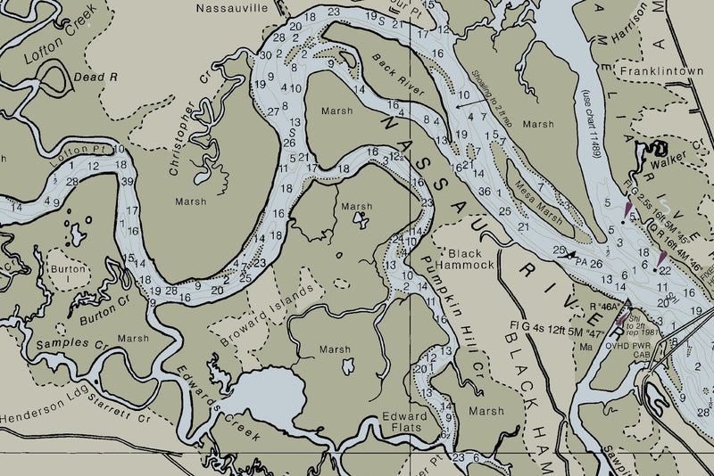 Amelia Island Nautical Chart Art — print detail 2