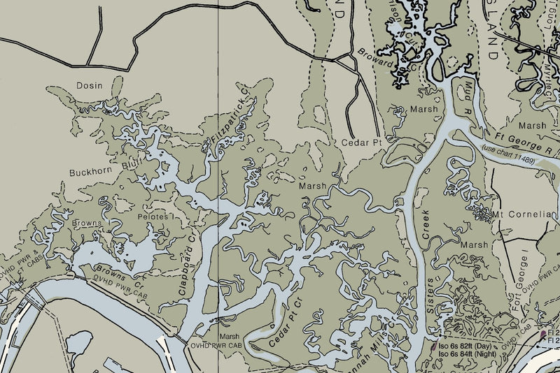Amelia Island Nautical Chart Art — print detail 3