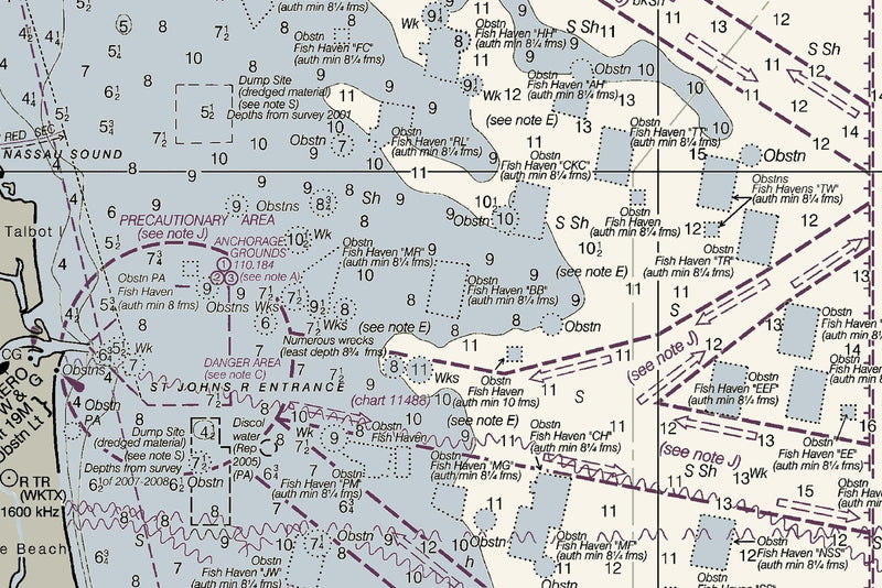 Florida Atlantic Coast 1 - Amelia Island To Cape Canaveral Nautical Chart Art — print detail 2