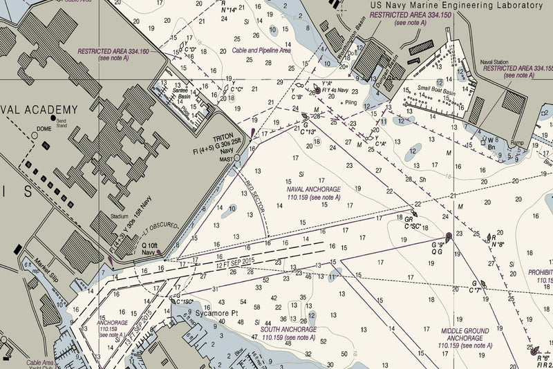 Annapolis Harbor Nautical Chart — print detail 1