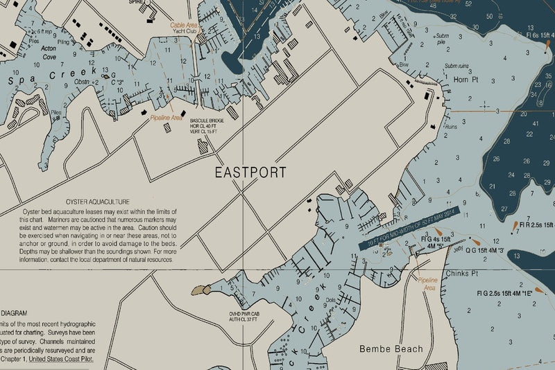 Annapolis Harbor Nautical Chart — Heritage Edition — print detail 2