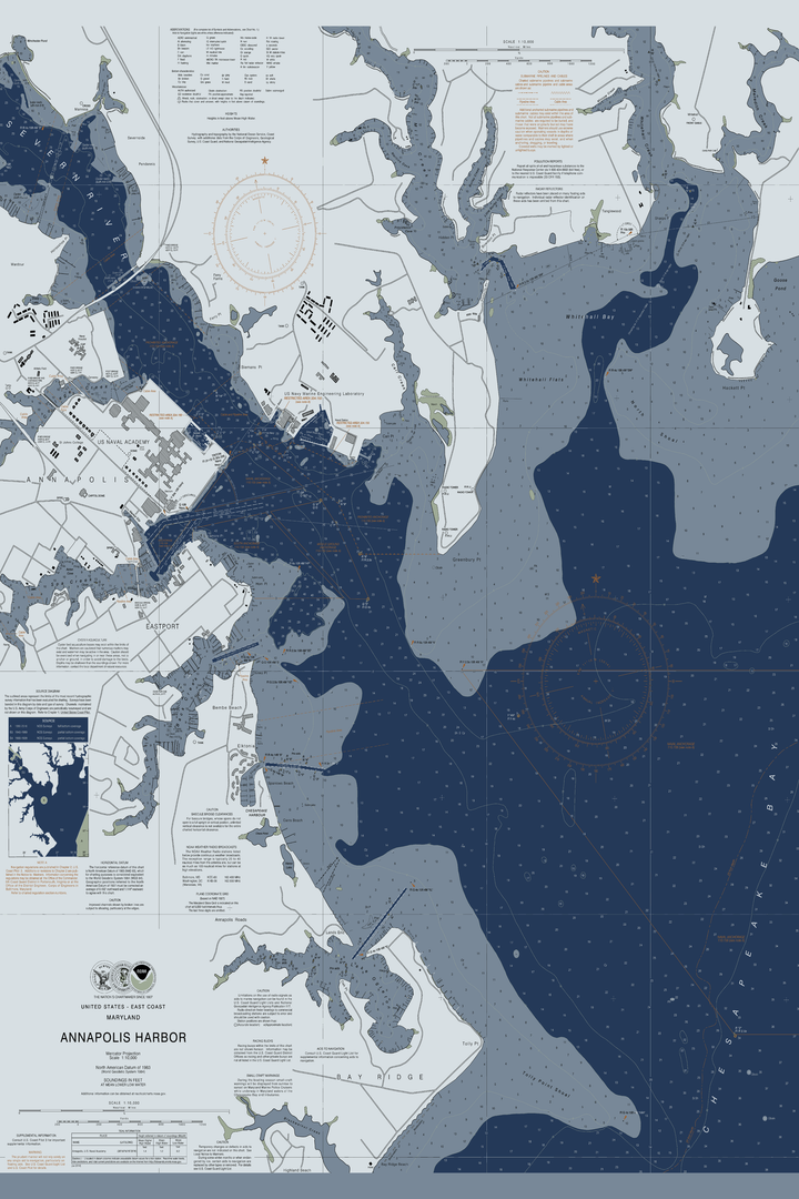Annapolis Harbor Nautical Chart — Modern Edition — Modern Edition palette