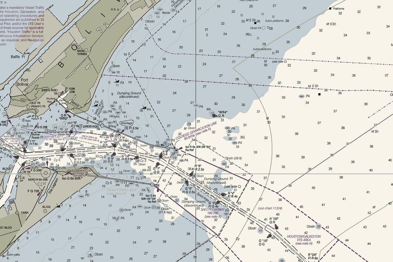 Approaches to Galveston Bay Nautical Chart — print detail 1