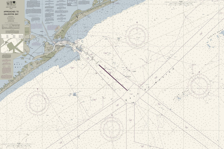 Approaches to Galveston Bay Nautical Chart — Traditional palette