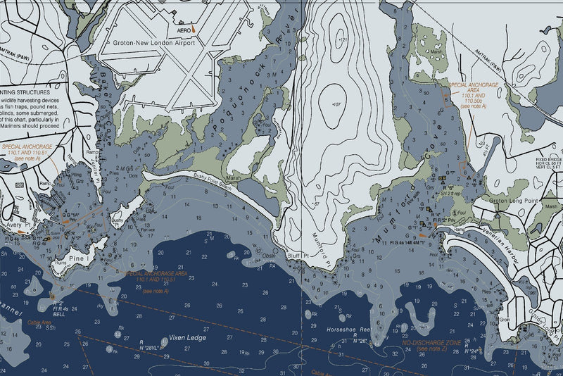 Approaches to New London Harbor — Modern Edition — print detail 2