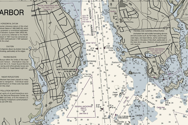 Approaches to New London Harbor — print detail 2