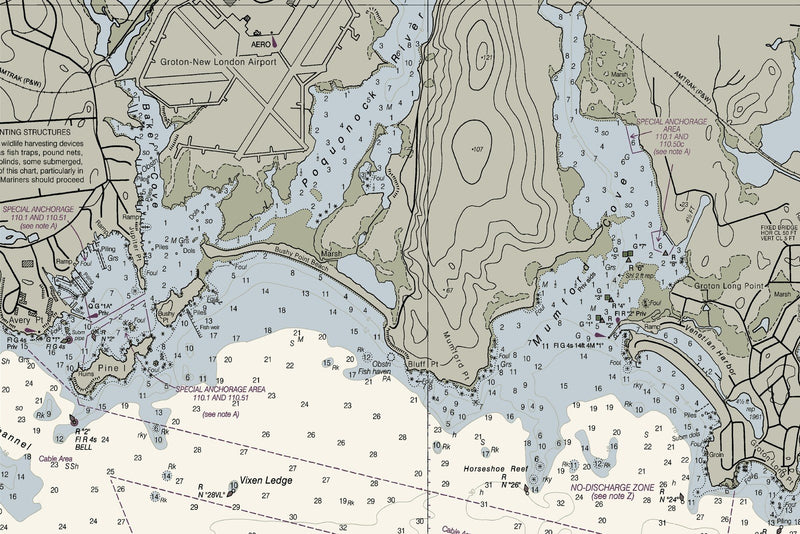 Approaches to New London Harbor — print detail 3