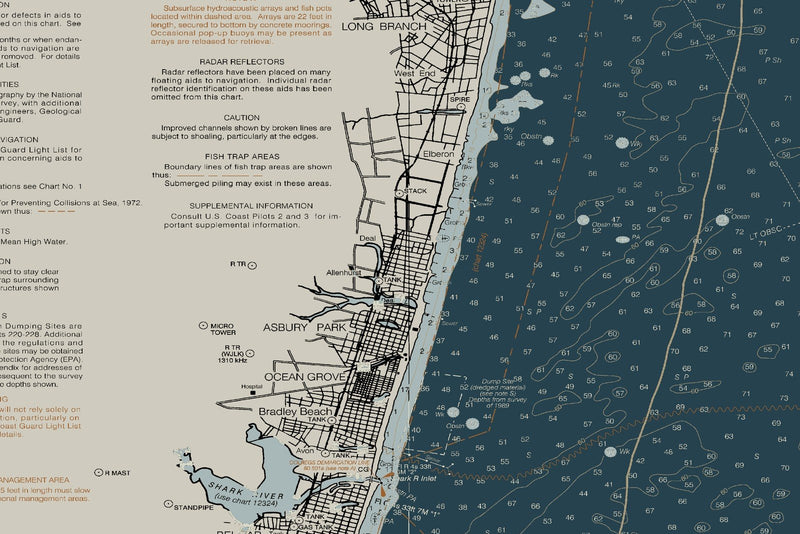 Approaches To New York - Fire Island Light To Sea Girt Nautical Chart - Long Beach - Coney Island - — Heritage Edition — print detail 1