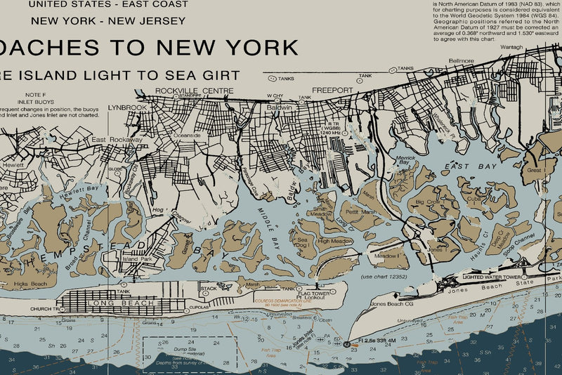 Approaches To New York - Fire Island Light To Sea Girt Nautical Chart - Long Beach - Coney Island - — Heritage Edition — print detail 2