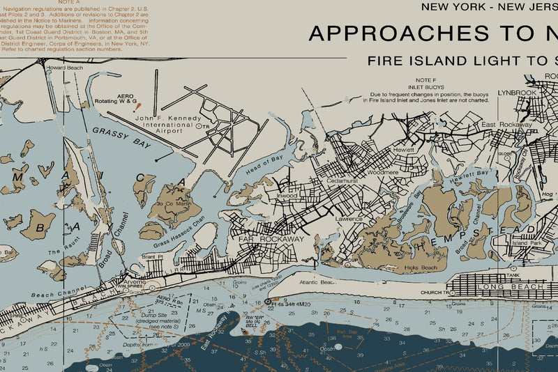 Approaches To New York - Fire Island Light To Sea Girt Nautical Chart - Long Beach - Coney Island - — Heritage Edition — print detail 3