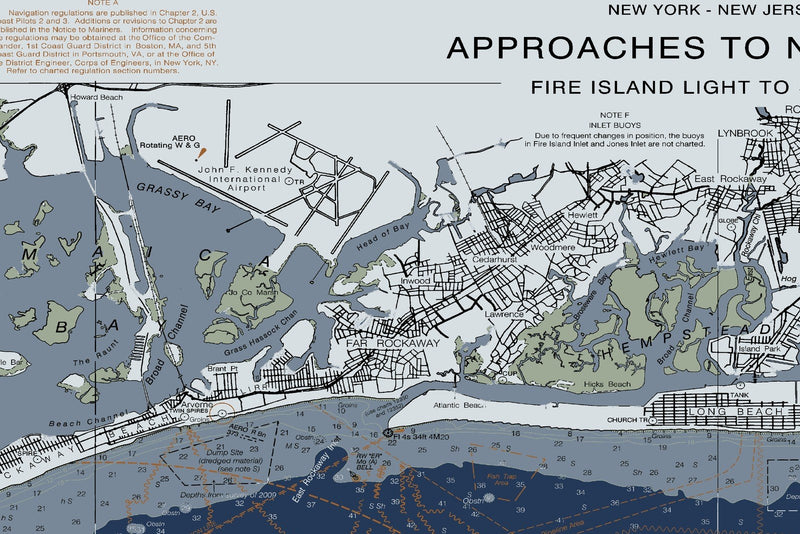 Approaches To New York - Fire Island Light To Sea Girt Nautical Chart - Long Beach - Coney Island - — Modern Edition — print detail 3