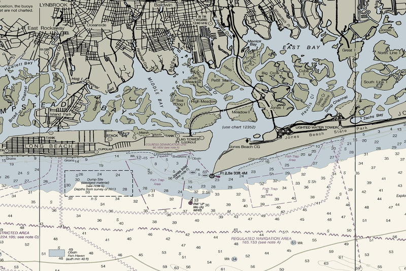 Approaches To New York - Fire Island Light To Sea Girt Nautical Chart - Long Beach - Coney Island — print detail 1