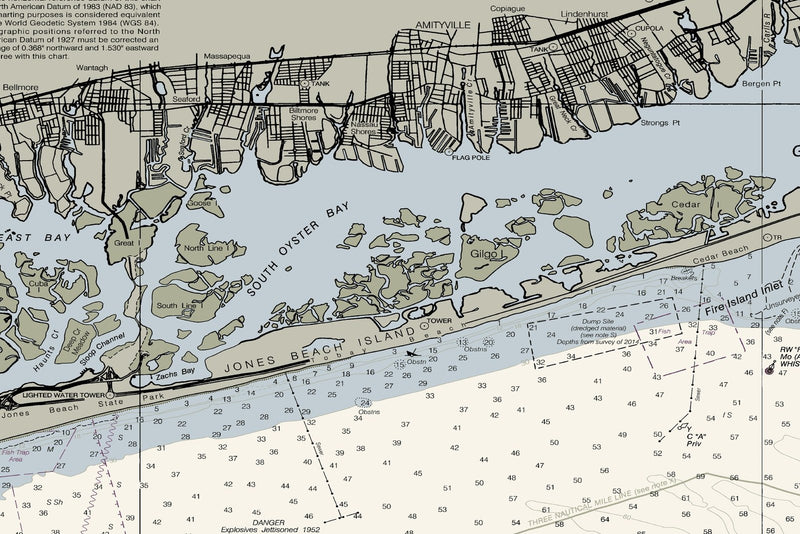 Approaches To New York - Fire Island Light To Sea Girt Nautical Chart - Long Beach - Coney Island — print detail 3