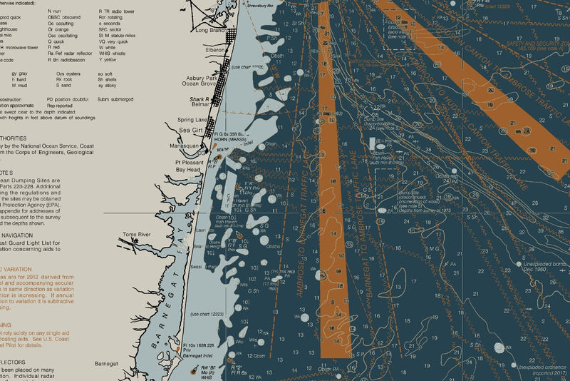 Approaches To New York - Nantucket Shoals To Five Fathom Banks Nautical Chart — Heritage Edition — print detail 1