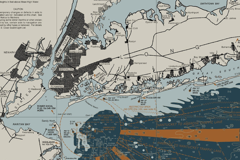 Approaches To New York - Nantucket Shoals To Five Fathom Banks Nautical Chart — Heritage Edition — print detail 2