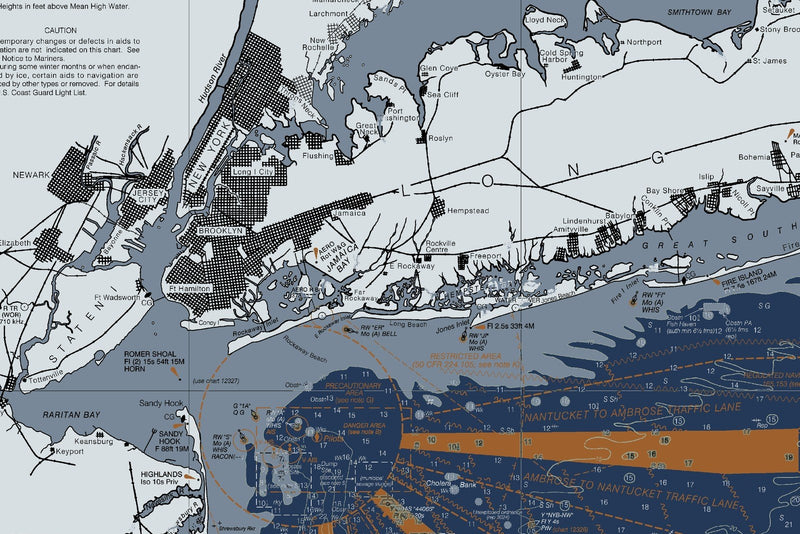 Approaches To New York - Nantucket Shoals To Five Fathom Banks Nautical Chart — Modern Edition — print detail 2