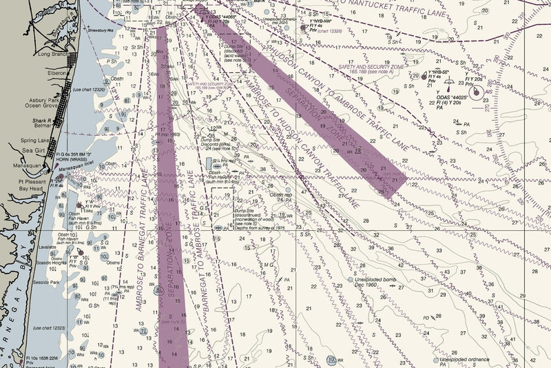 Approaches To New York - Nantucket Shoals To Five Fathom Banks Nautical Chart — print detail 3
