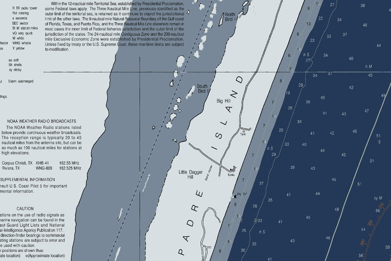 Aransas Pass to Baffin Bay Nautical Chart Art — Modern Edition — print detail 1